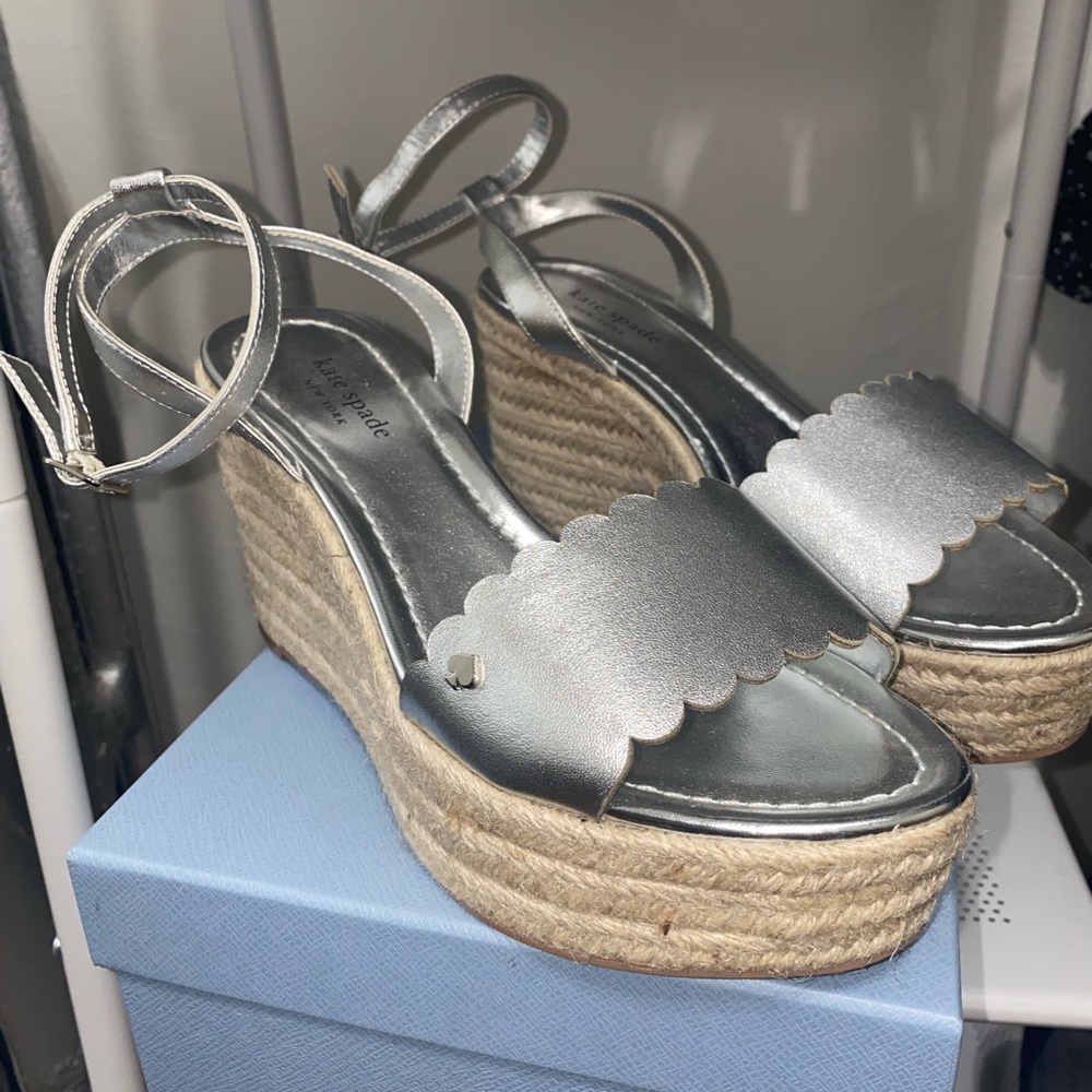 Kate Spade Silver Sandals Wedges